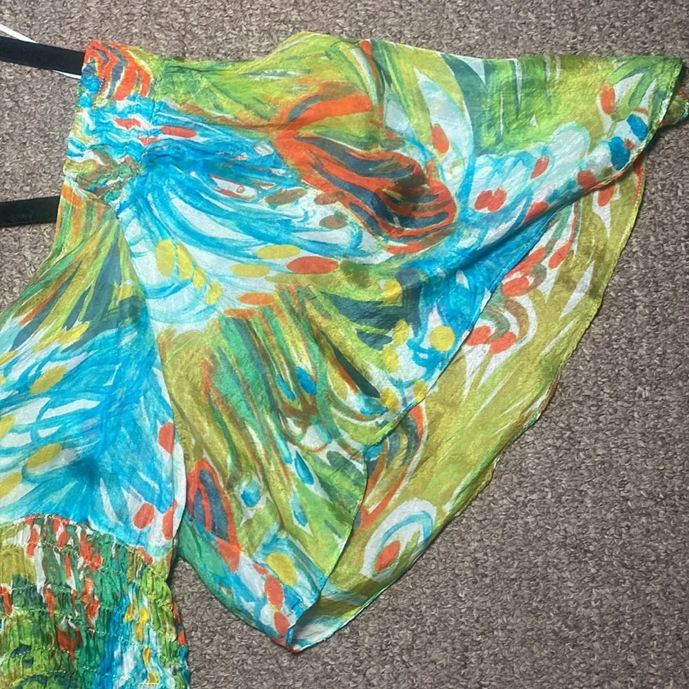 ZARA BASICS multicolored lightweight b neck top with cinched waist detail - Picture 6 of 6